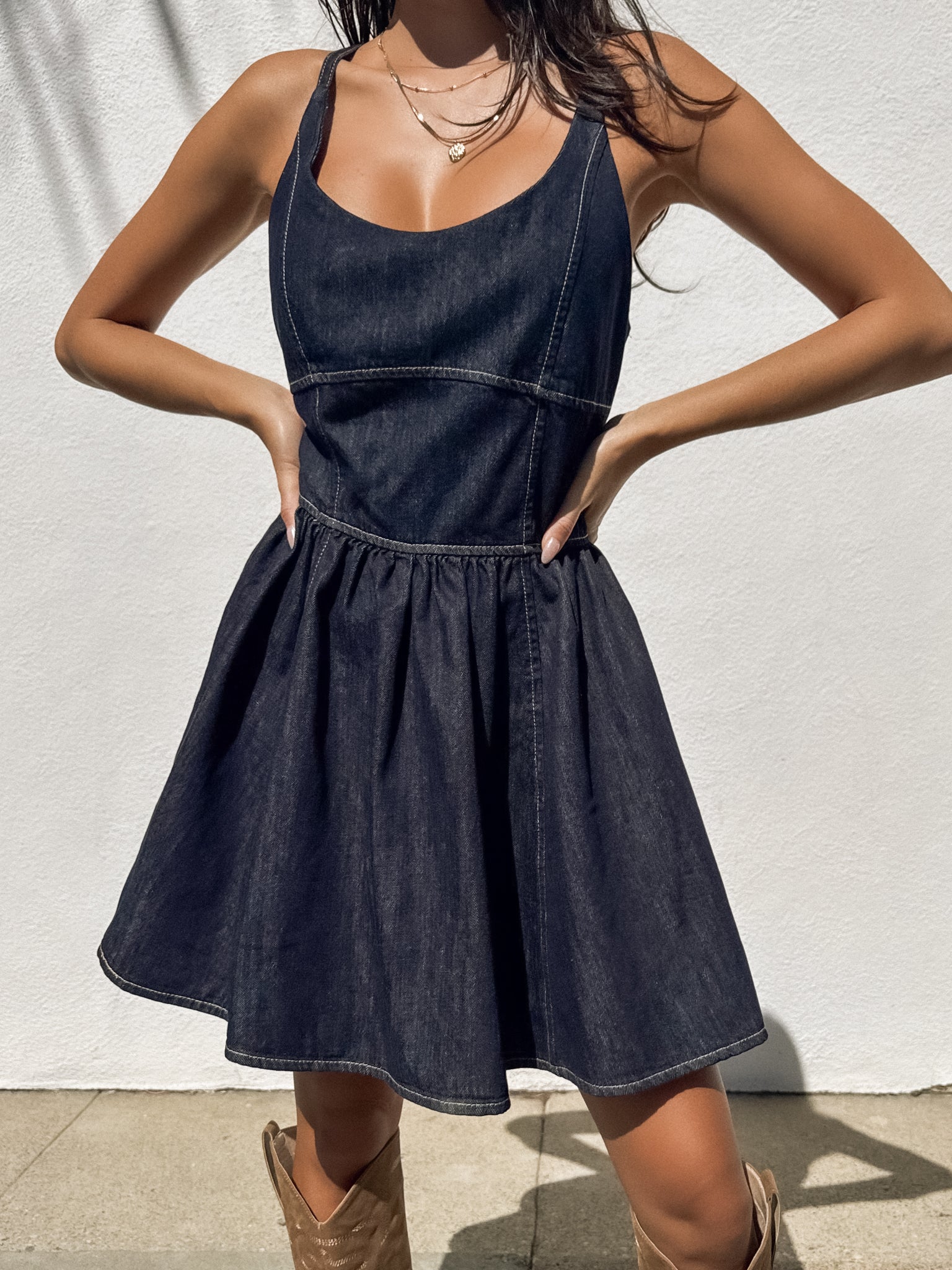 Indigo Denim Mini Dress - Final Sale