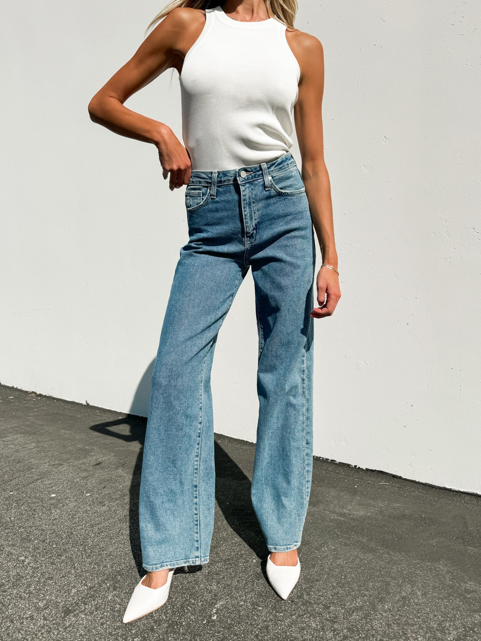 Far Out Wide Leg Jeans in Medium - Final Sale