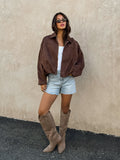 Billie Vegan Suede Jacket in Brown