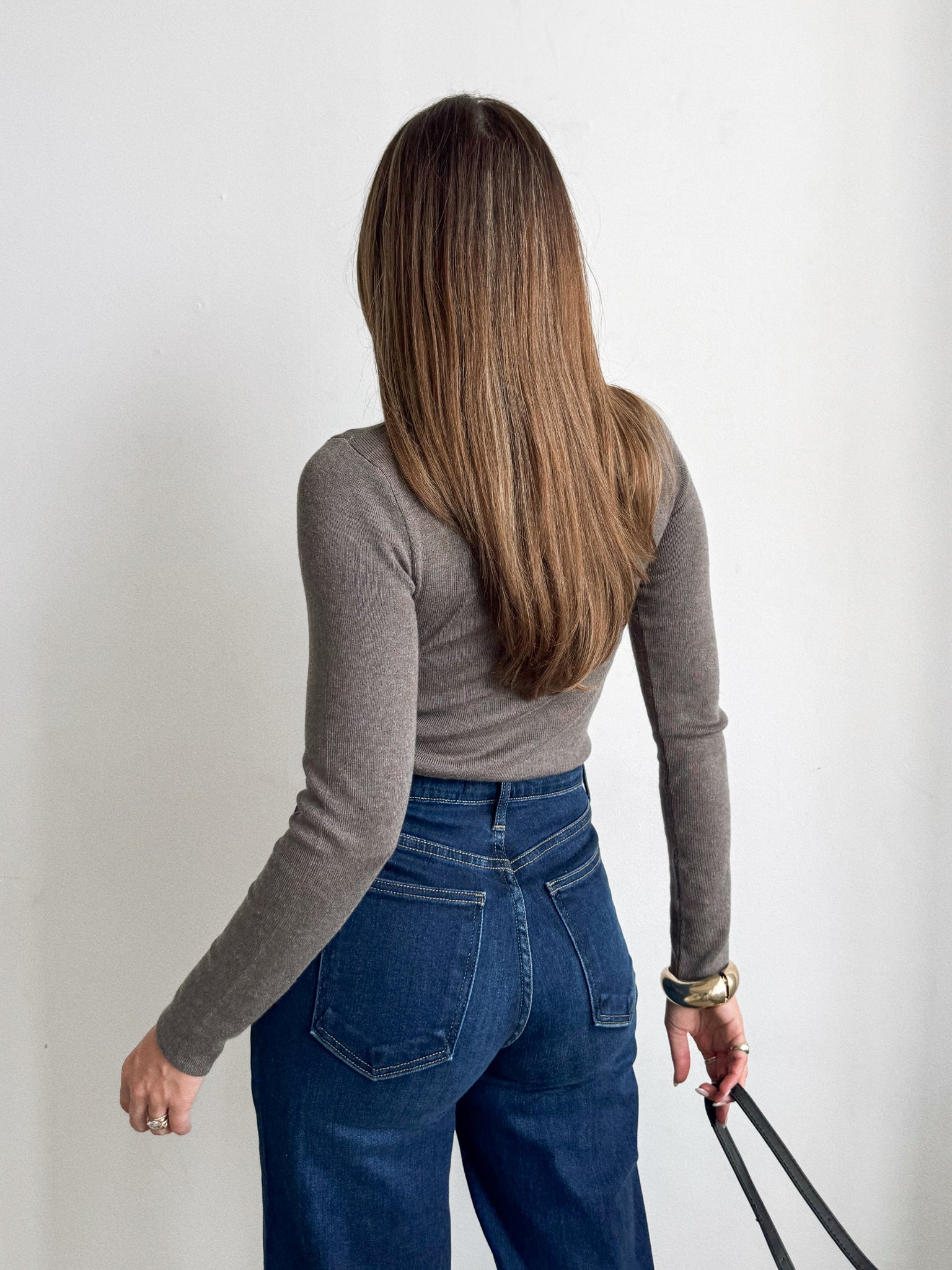 Enza Ribbed Long Sleeve in Smoke