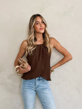 Deirdre Textured Halter Top in Mocha