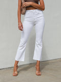 Tonal Crop Flare Jeans in White