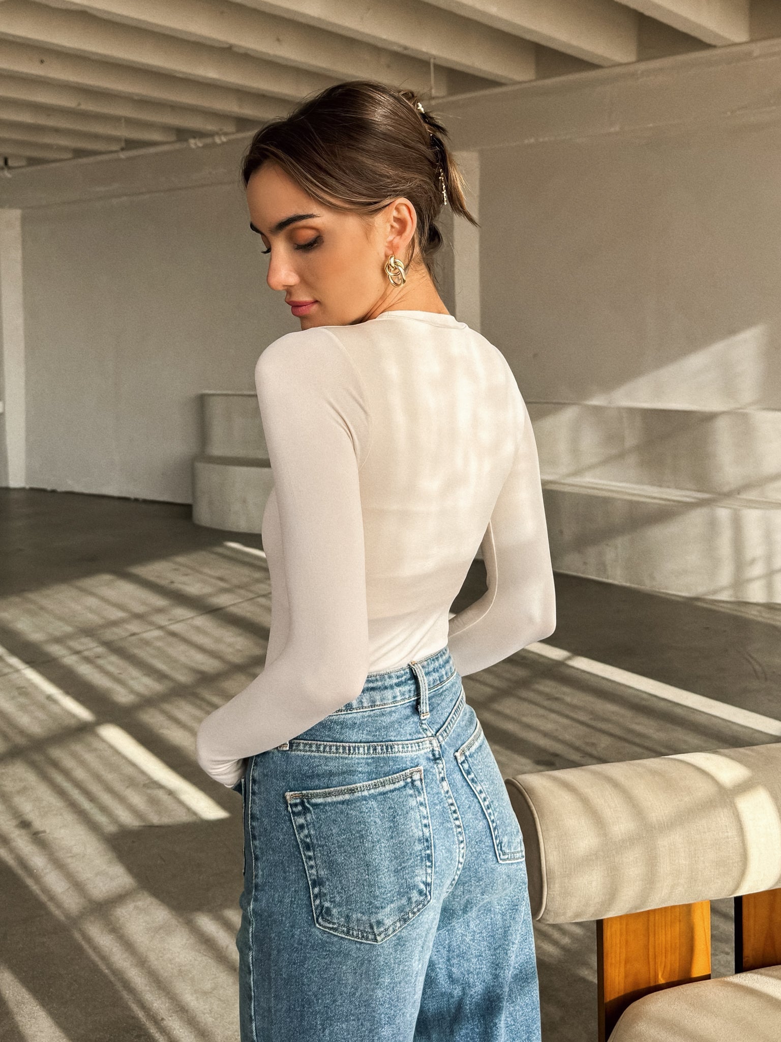 Out of Your League Bodysuit in Cream