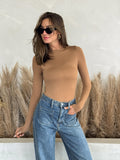 Out of Your League Bodysuit in Camel