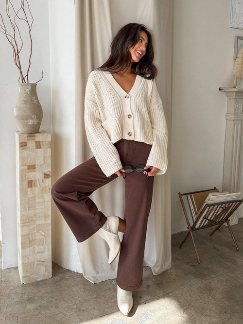Aubren Chunky Knit Sweater in Cream