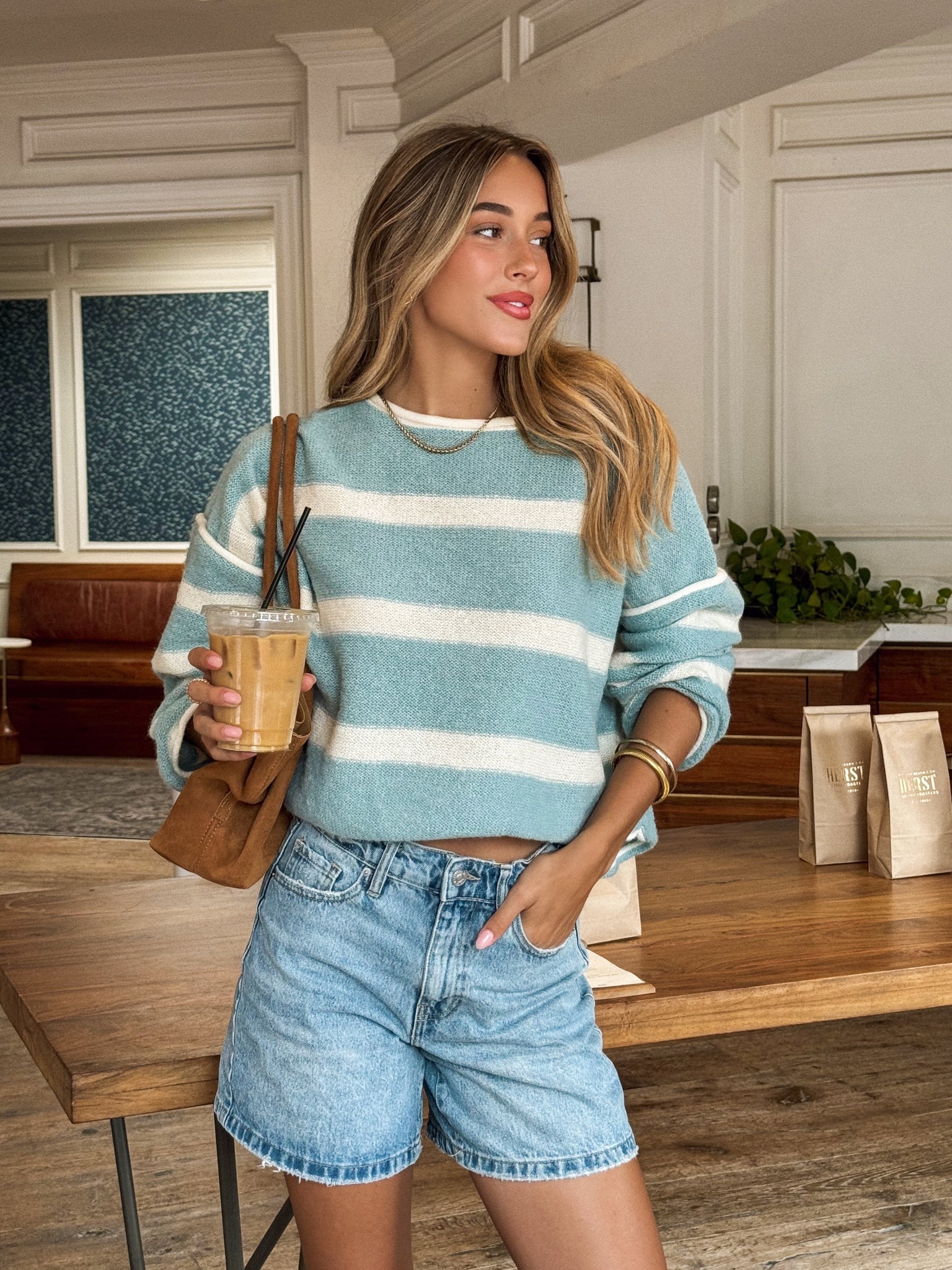 Azure Stripe Knit Sweater