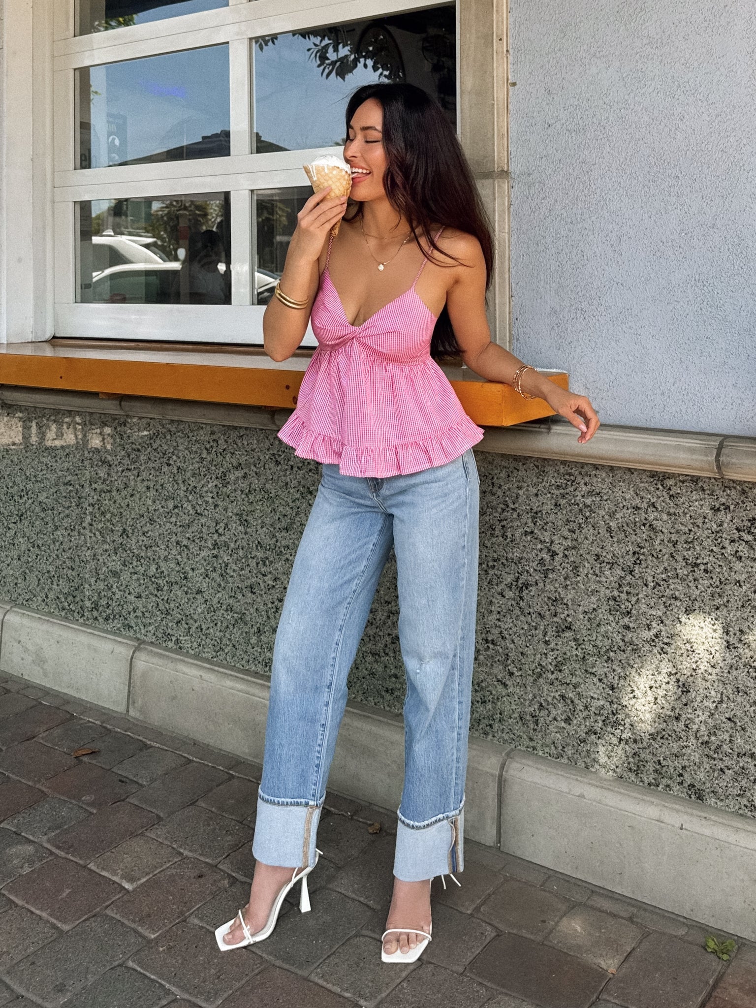 Tate Gingham Top in Red - Final Sale