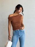 Faye Ruched Top in Brown
