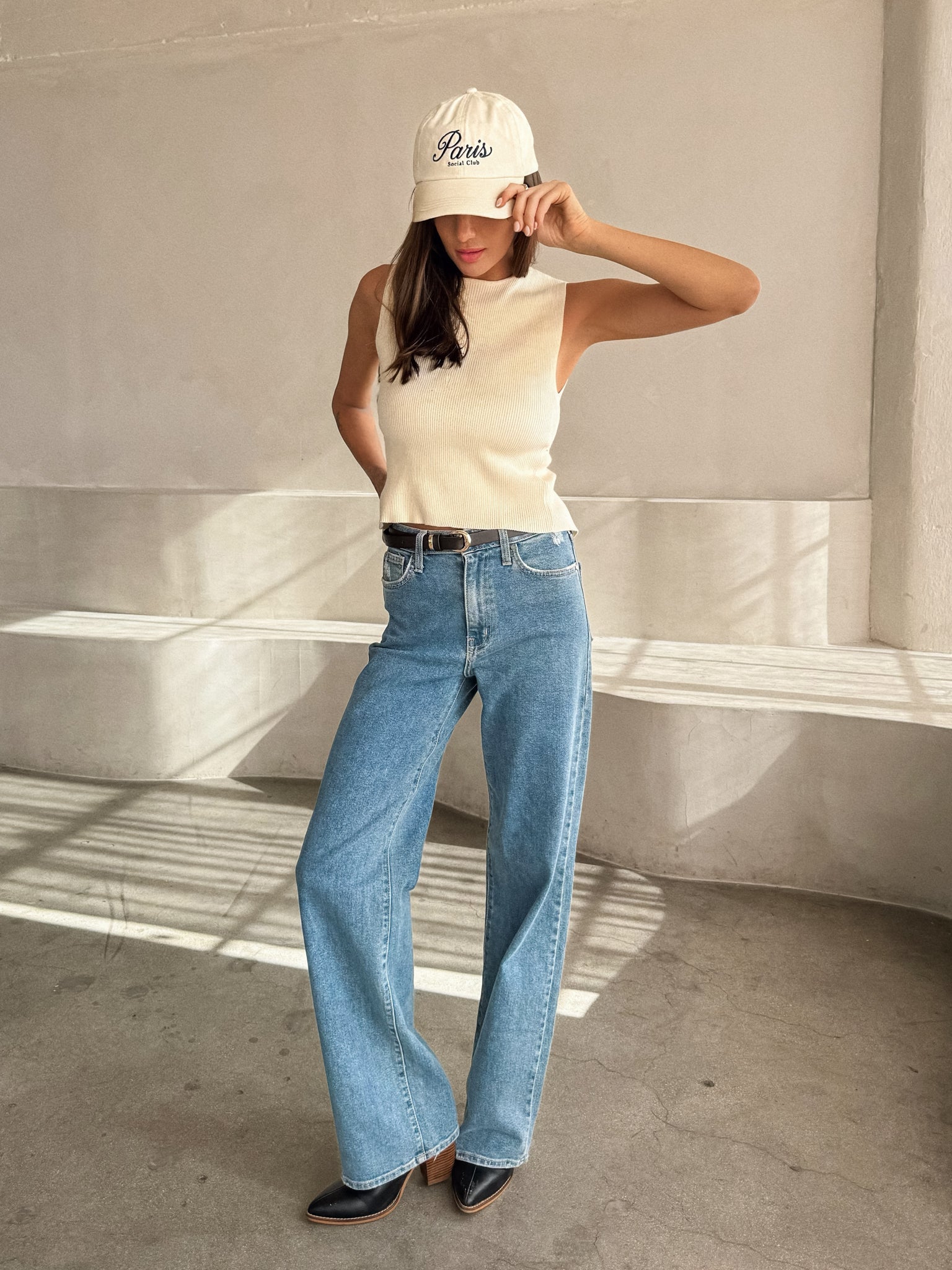 Avery Open Back Knit Top in Cream