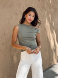 Teagan Twist Shoulder Top in Olive