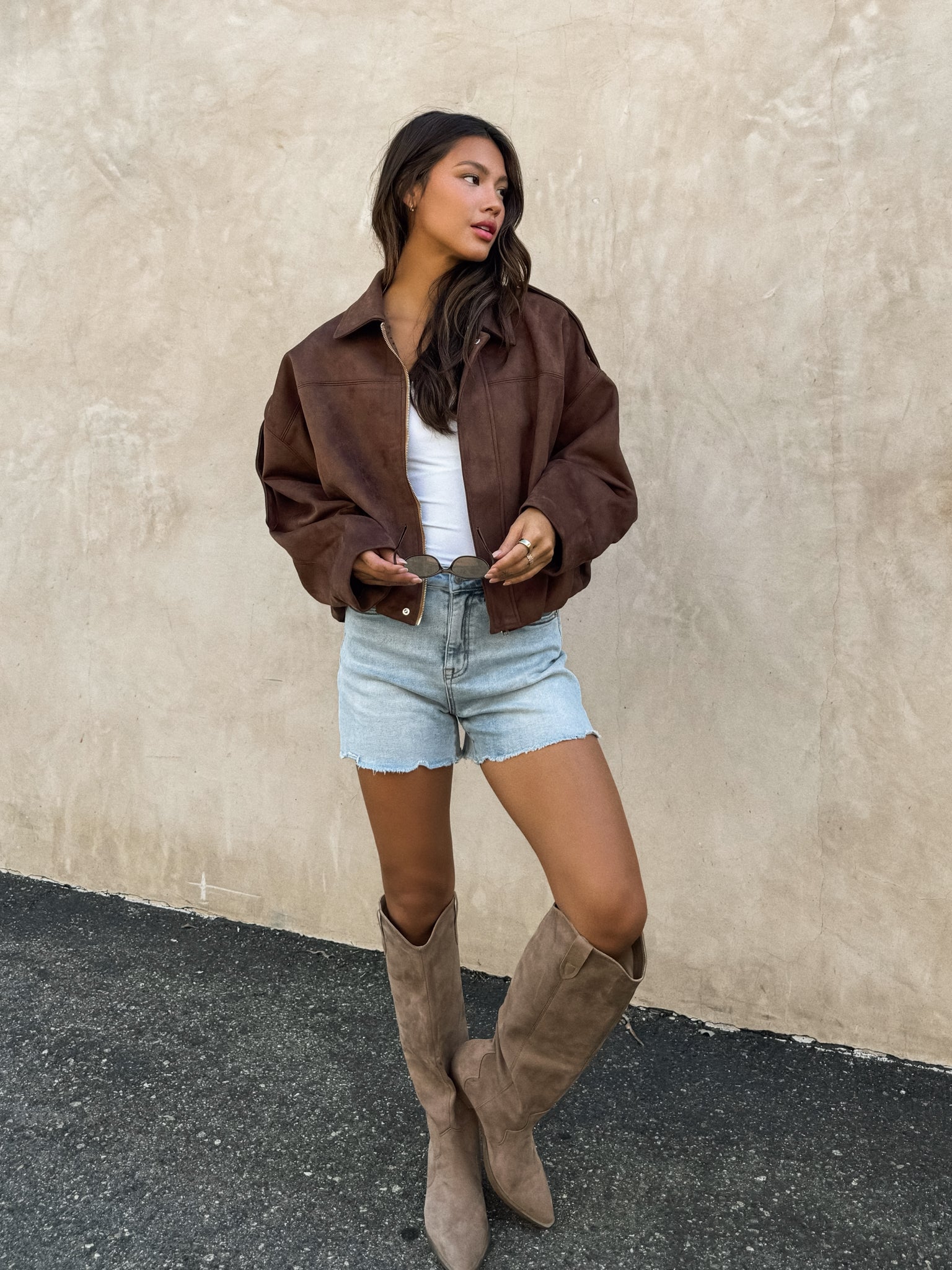 Billie Vegan Suede Jacket in Brown