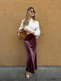 Mulberry Velvet Maxi Skirt