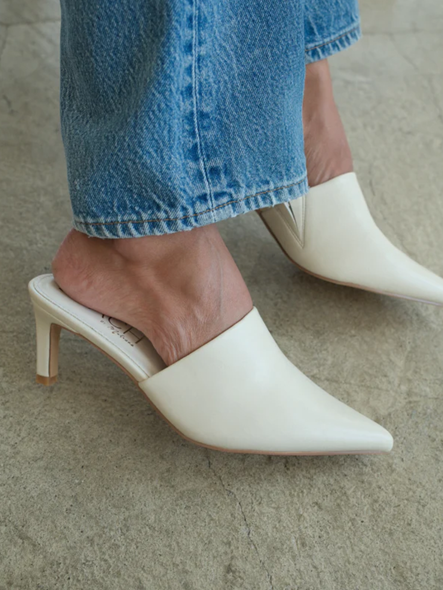 Garret Heeled Mule in Ivory