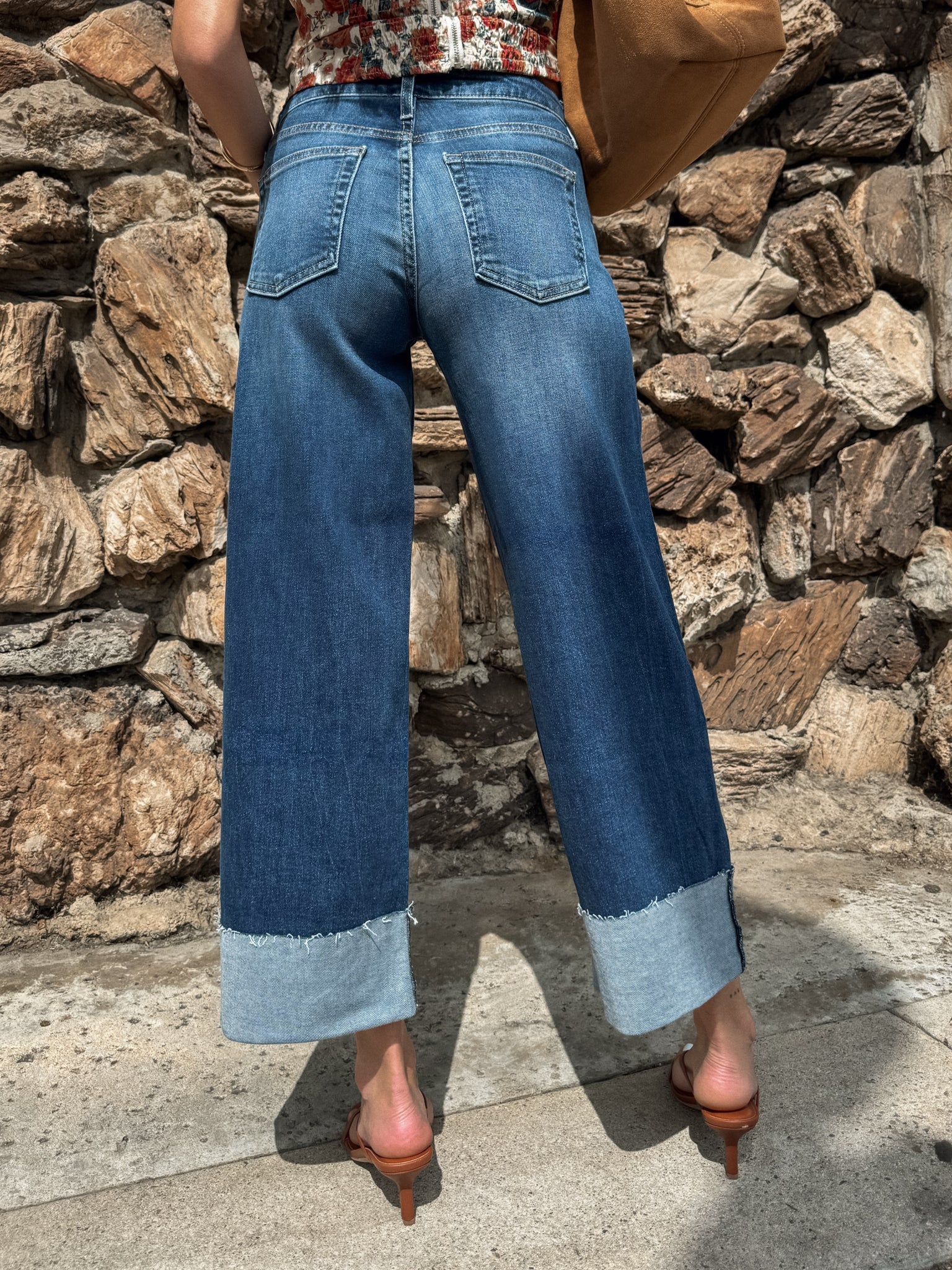 Rowe Cuffed Wide Leg Jeans