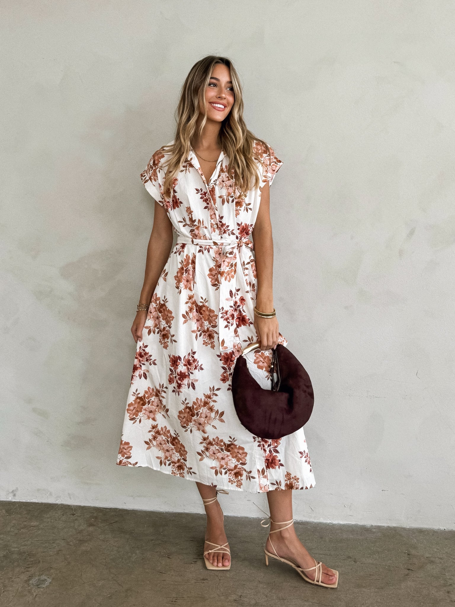 Loretta Floral Belted Midi Dress