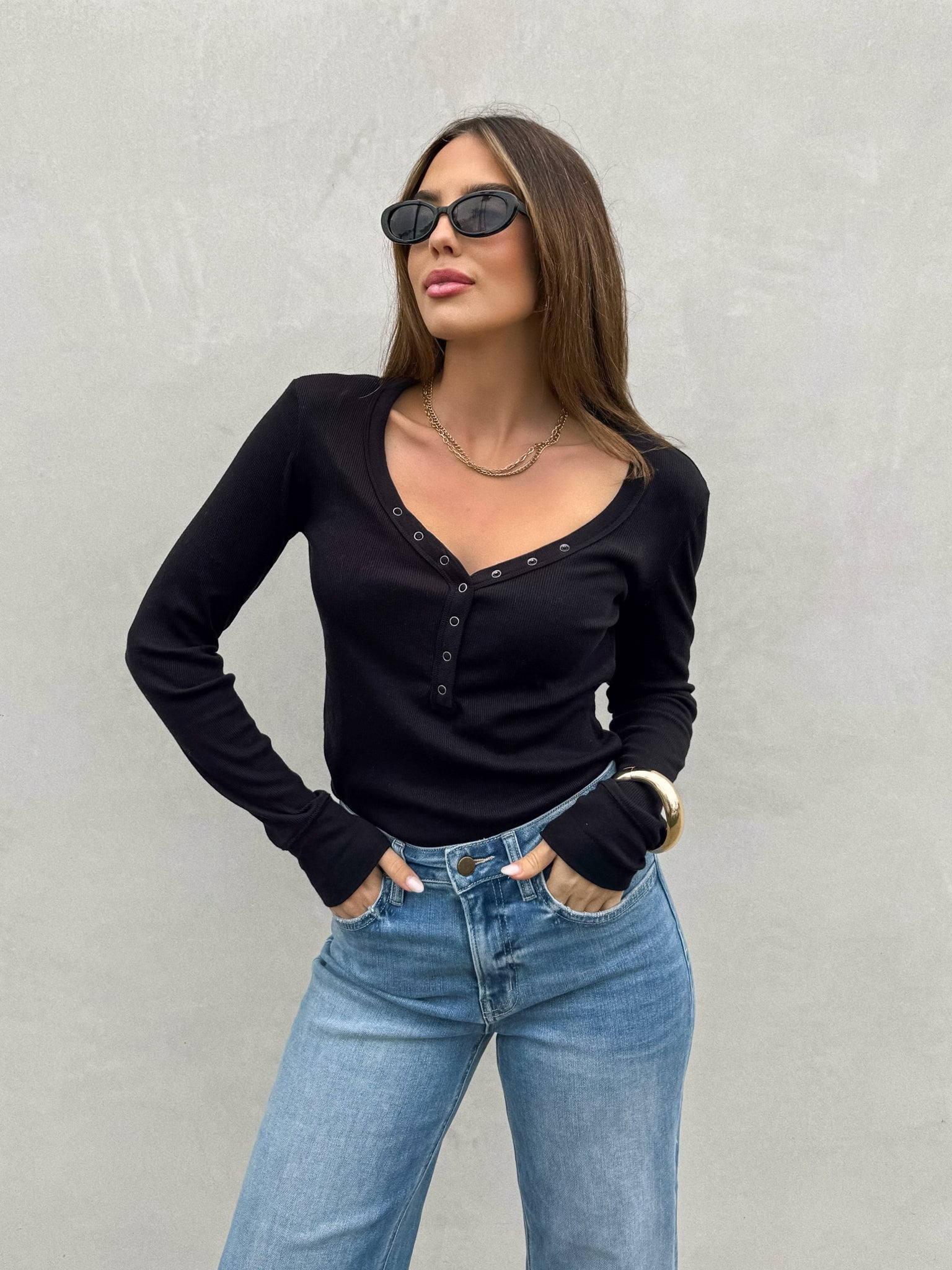 Aveline Ribbed Top in Black