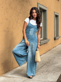 Cambria Wide Leg Denim Overalls