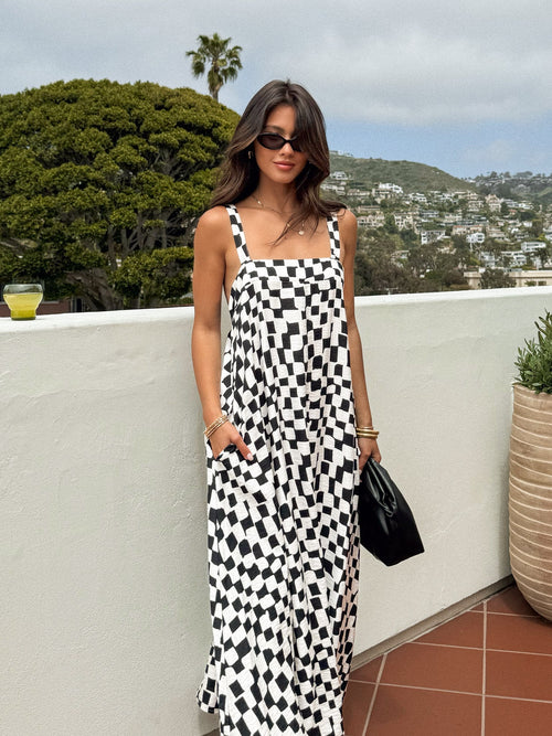 Bliss Checkered Midi Dress - Final Sale