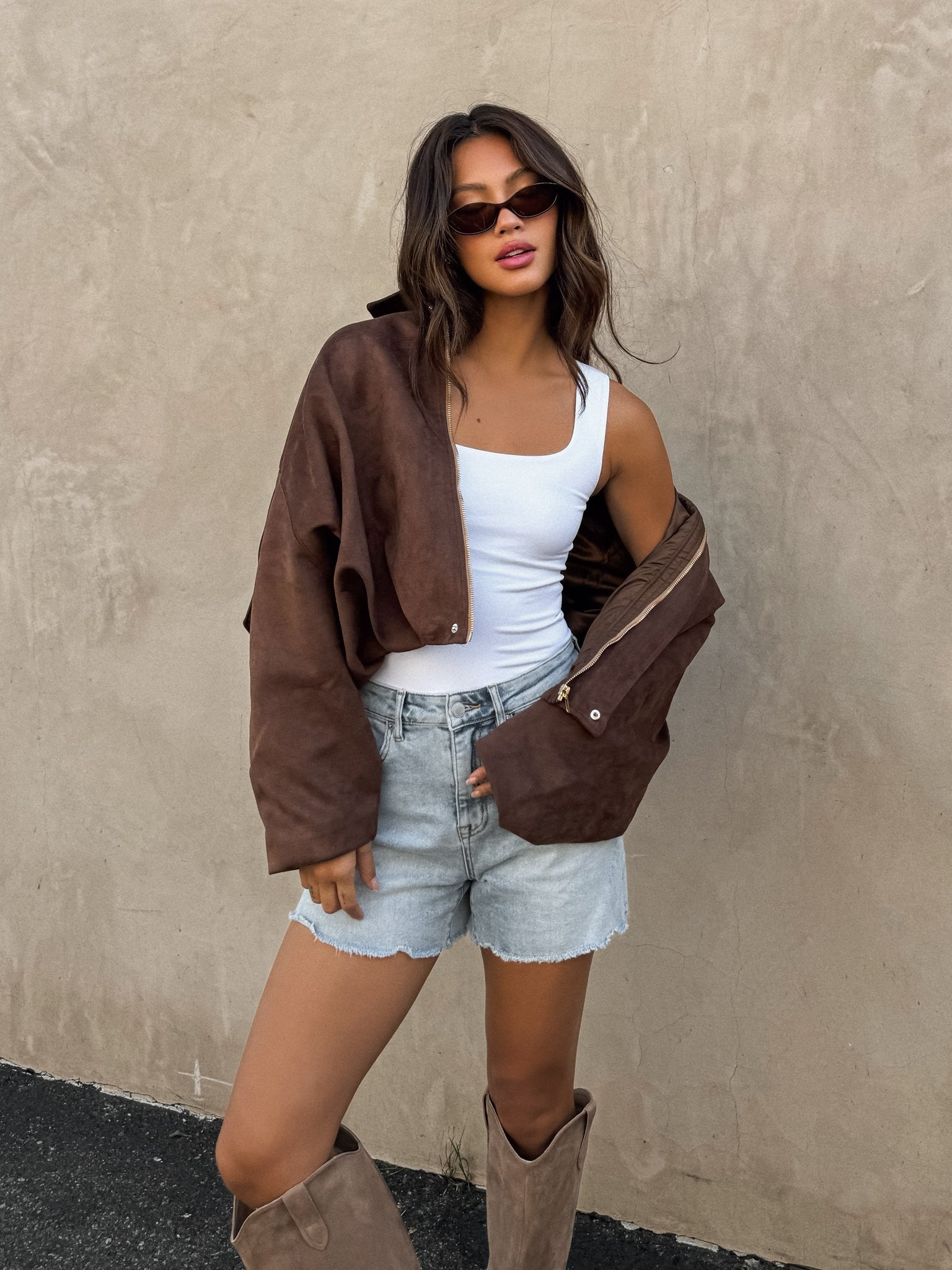 Billie Vegan Suede Jacket in Brown