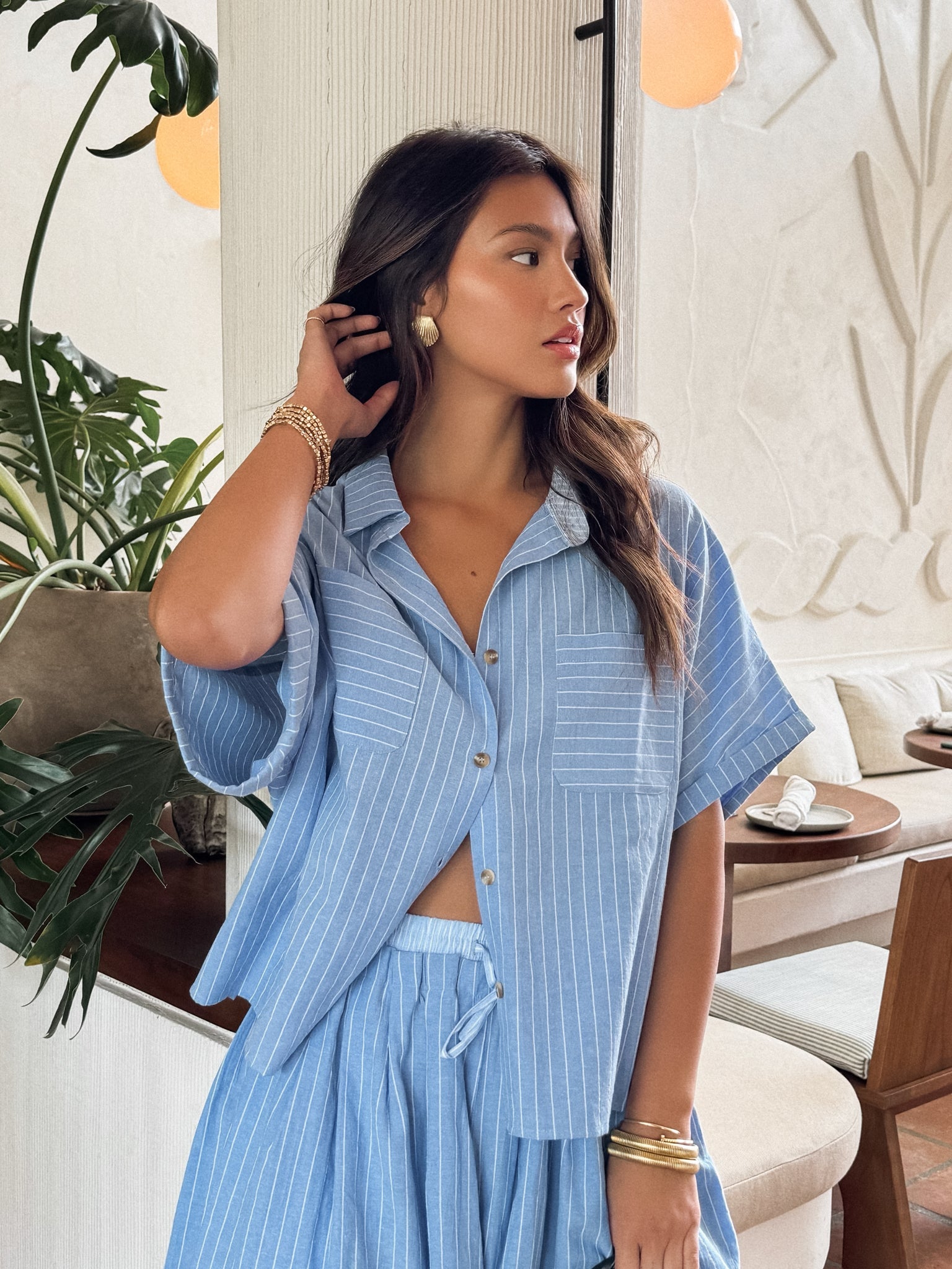 Ibiza Stripe Button Down - Final Sale