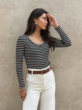 Cross the Line Stripe Top in Black