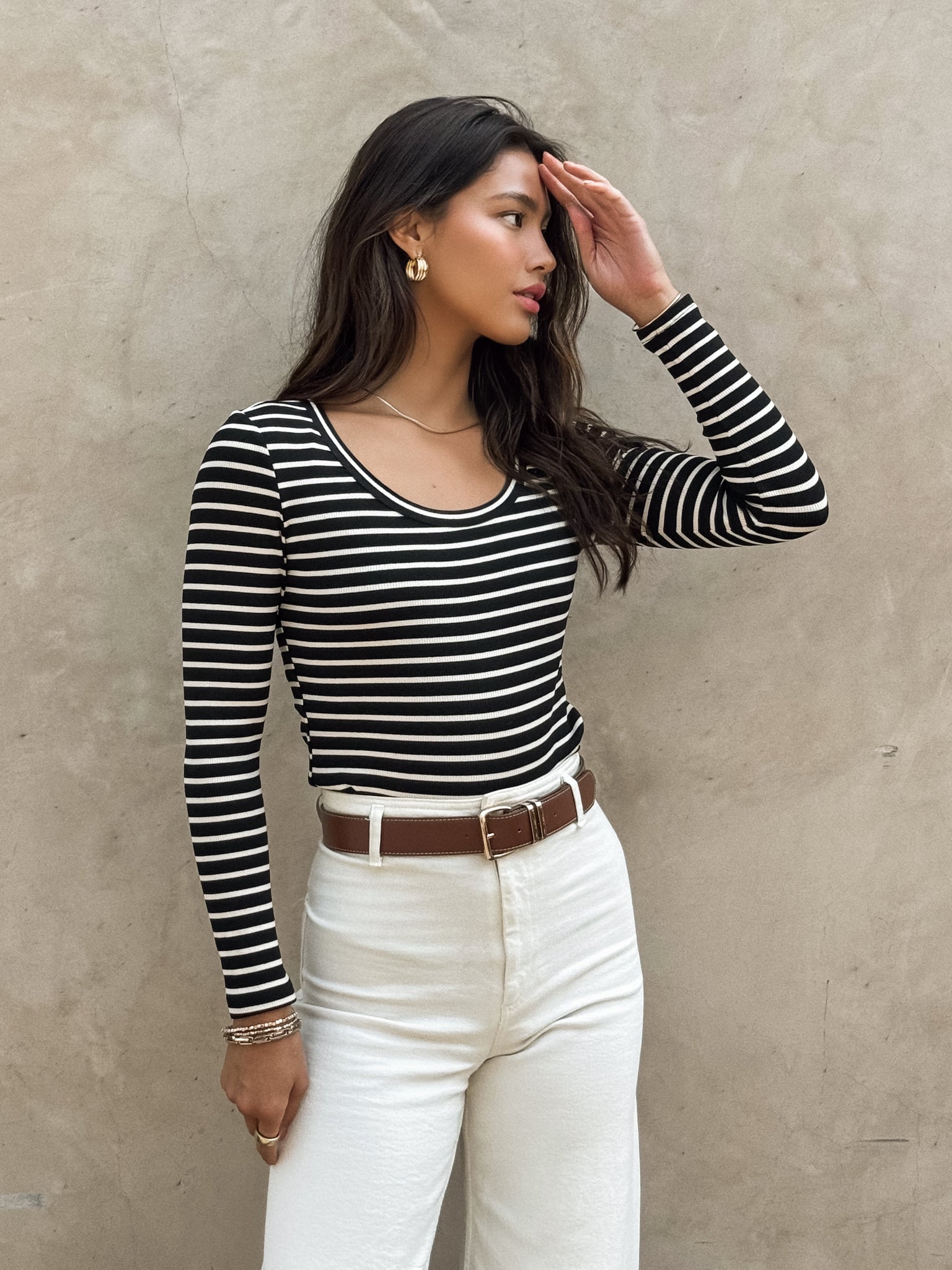 Cross the Line Stripe Top in Black