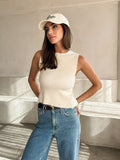 Avery Open Back Knit Top in Cream