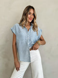Celeste Stripe Button Up in Denim