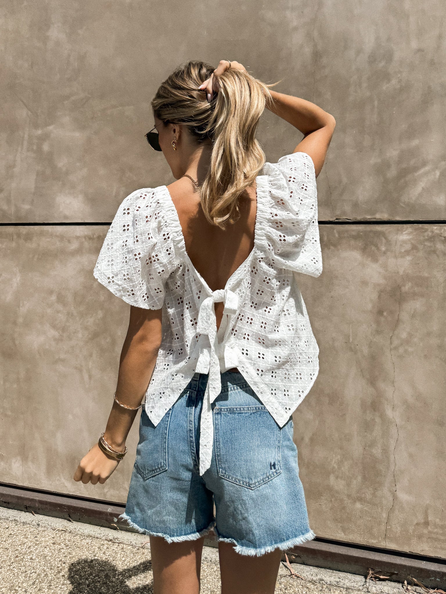 Georgia Eyelet Tie Back Top - Final Sale