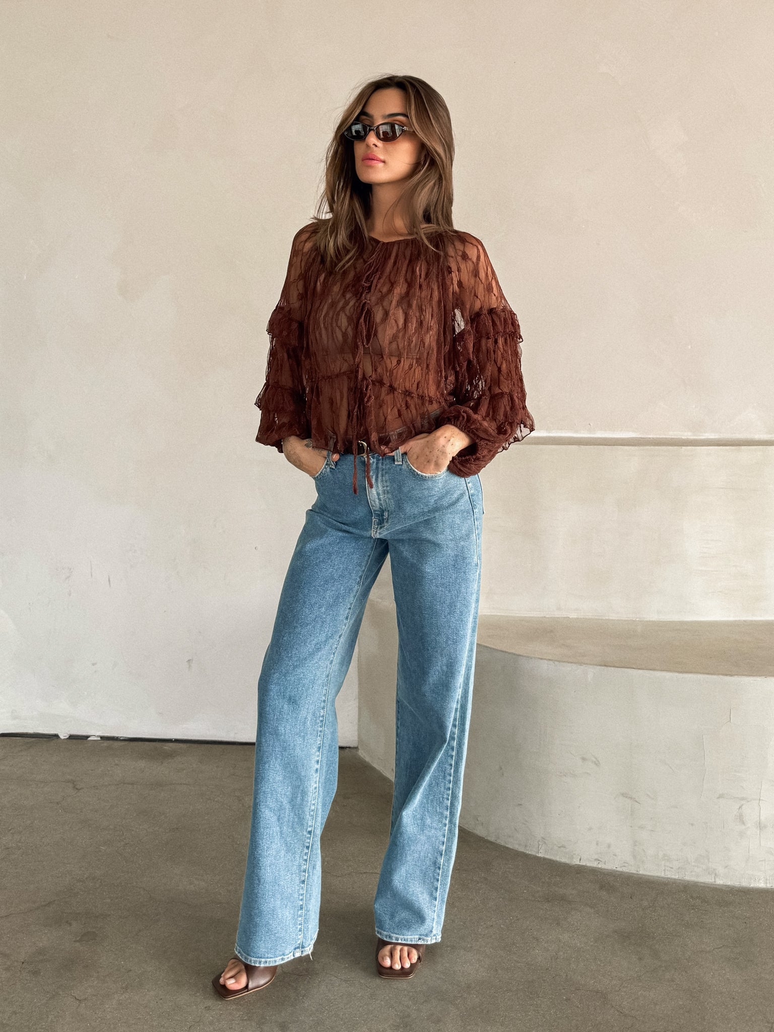 Alusia Lace Tie Front Top