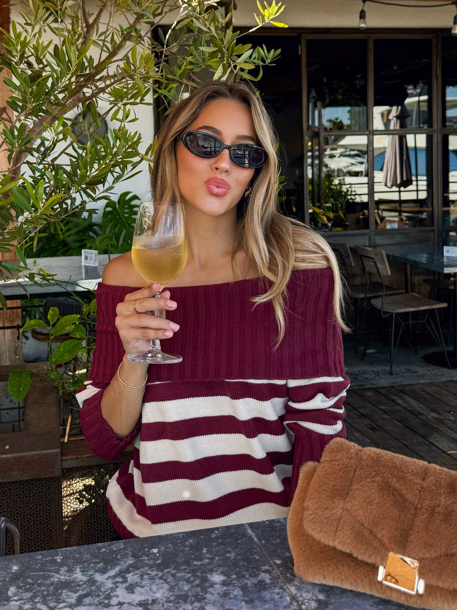 Stick With Me Oversized Sweater in Wine