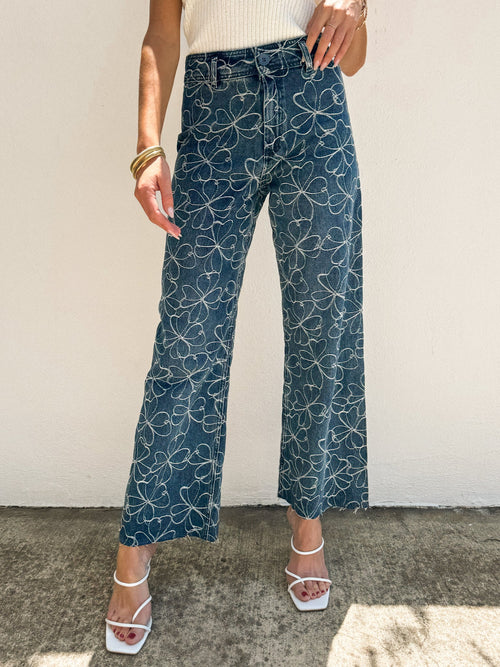 Aster Floral Wide Leg Jeans - Final Sale