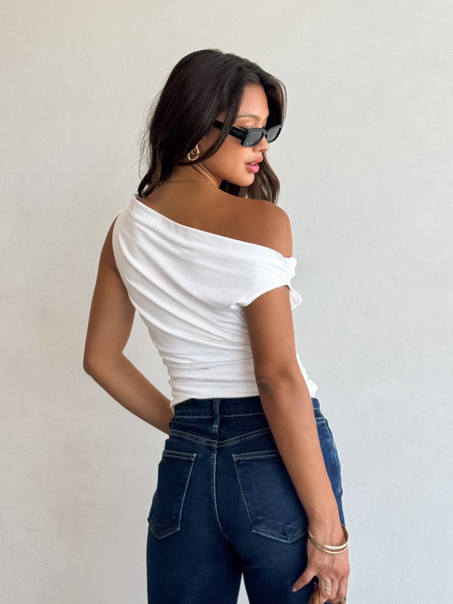 Faye Ruched Top in Cream