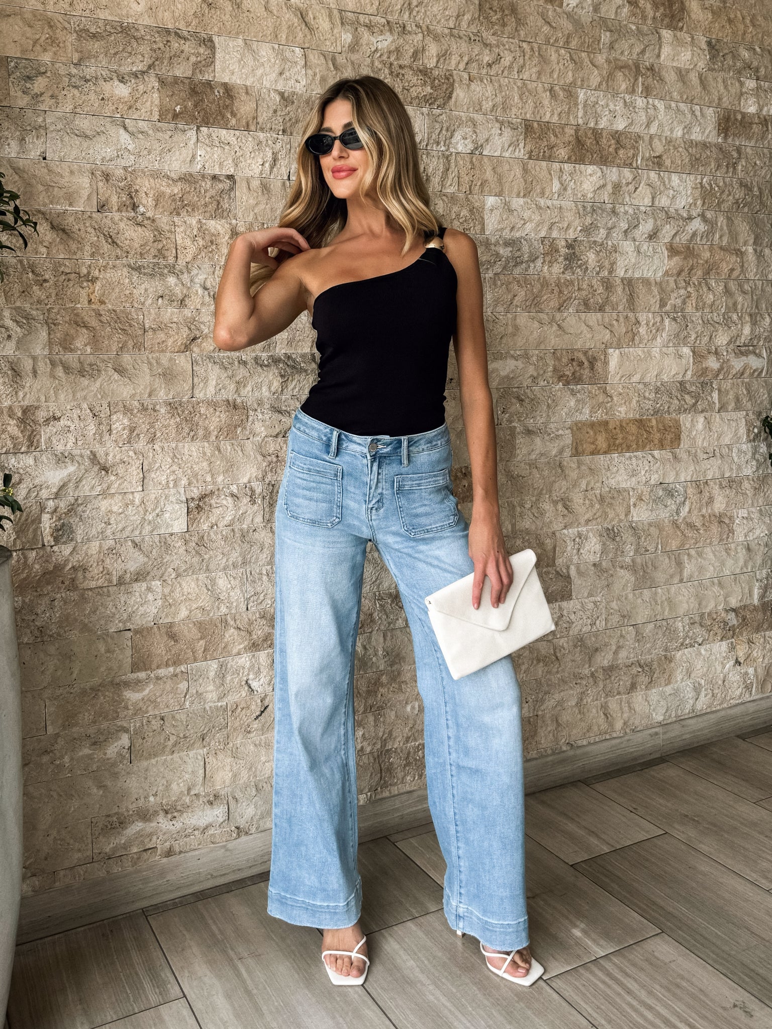 Kendall One Shoulder Top in Black
