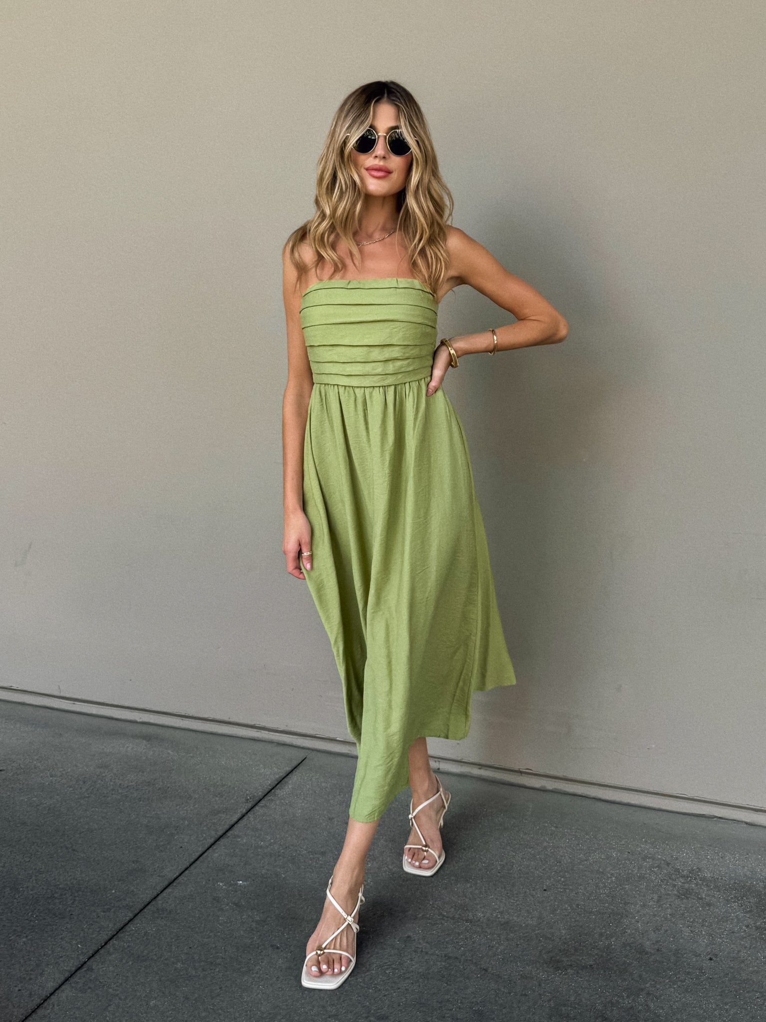 Elowen Pleated Midi Dress - Final Sale