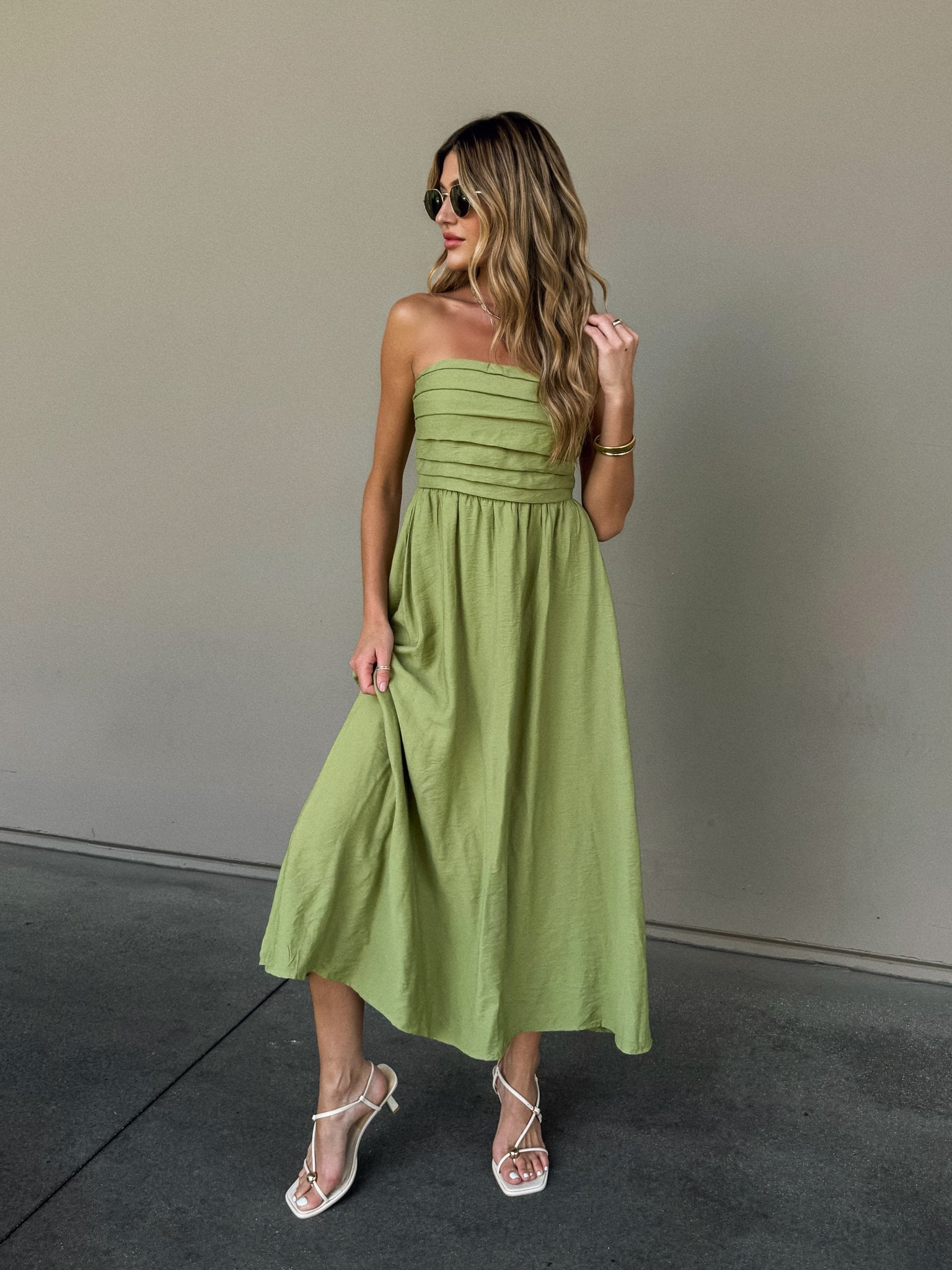 Elowen Pleated Midi Dress - Final Sale