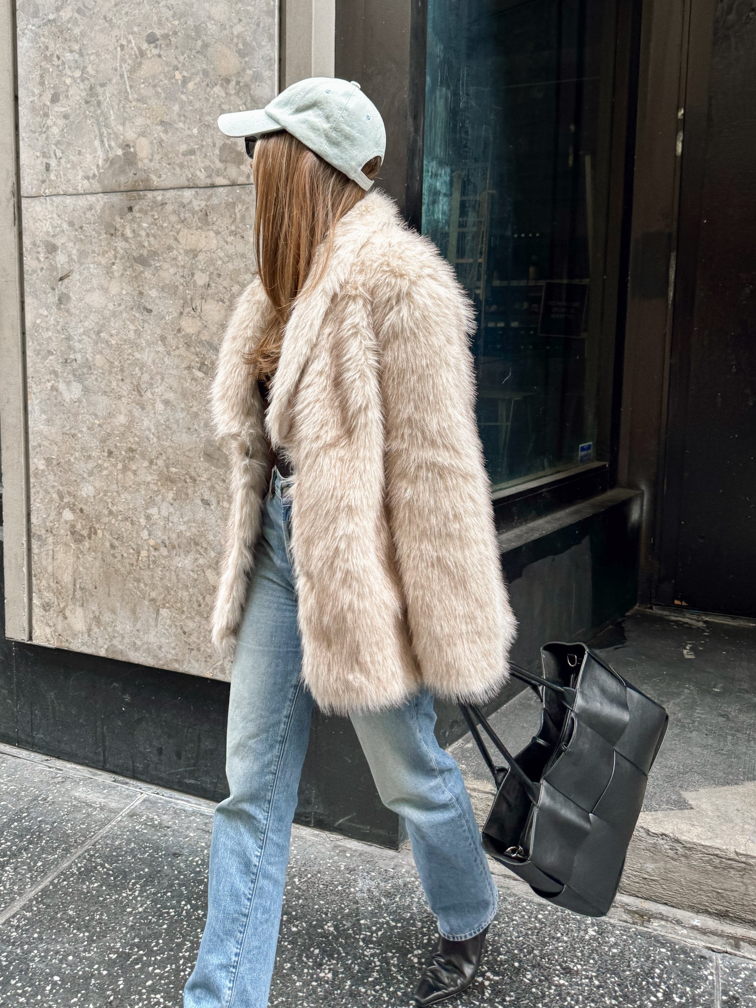Astrid Faux Fur Coat in Cream