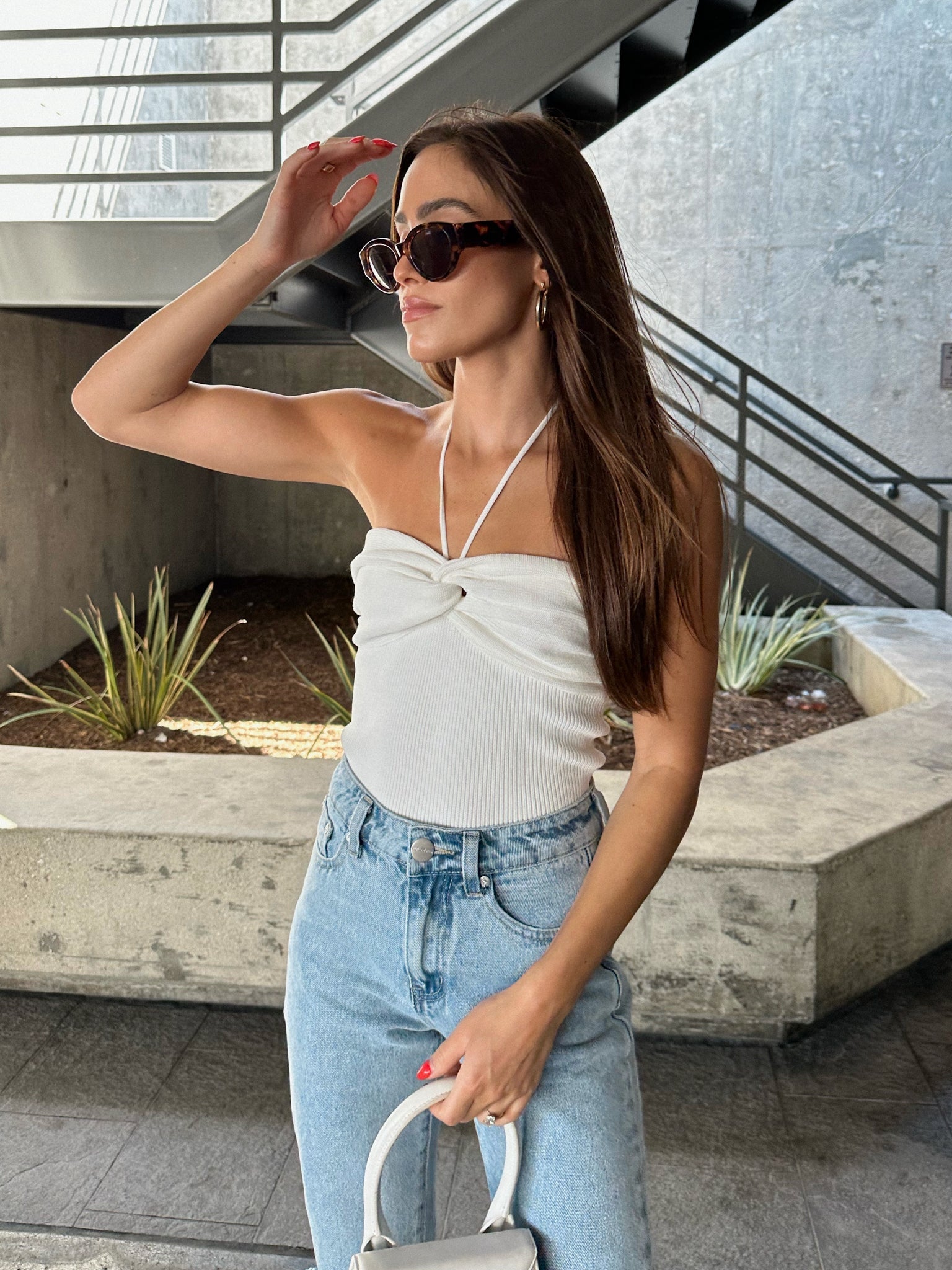 Ground Breakers Halter Top in White - Final Sale