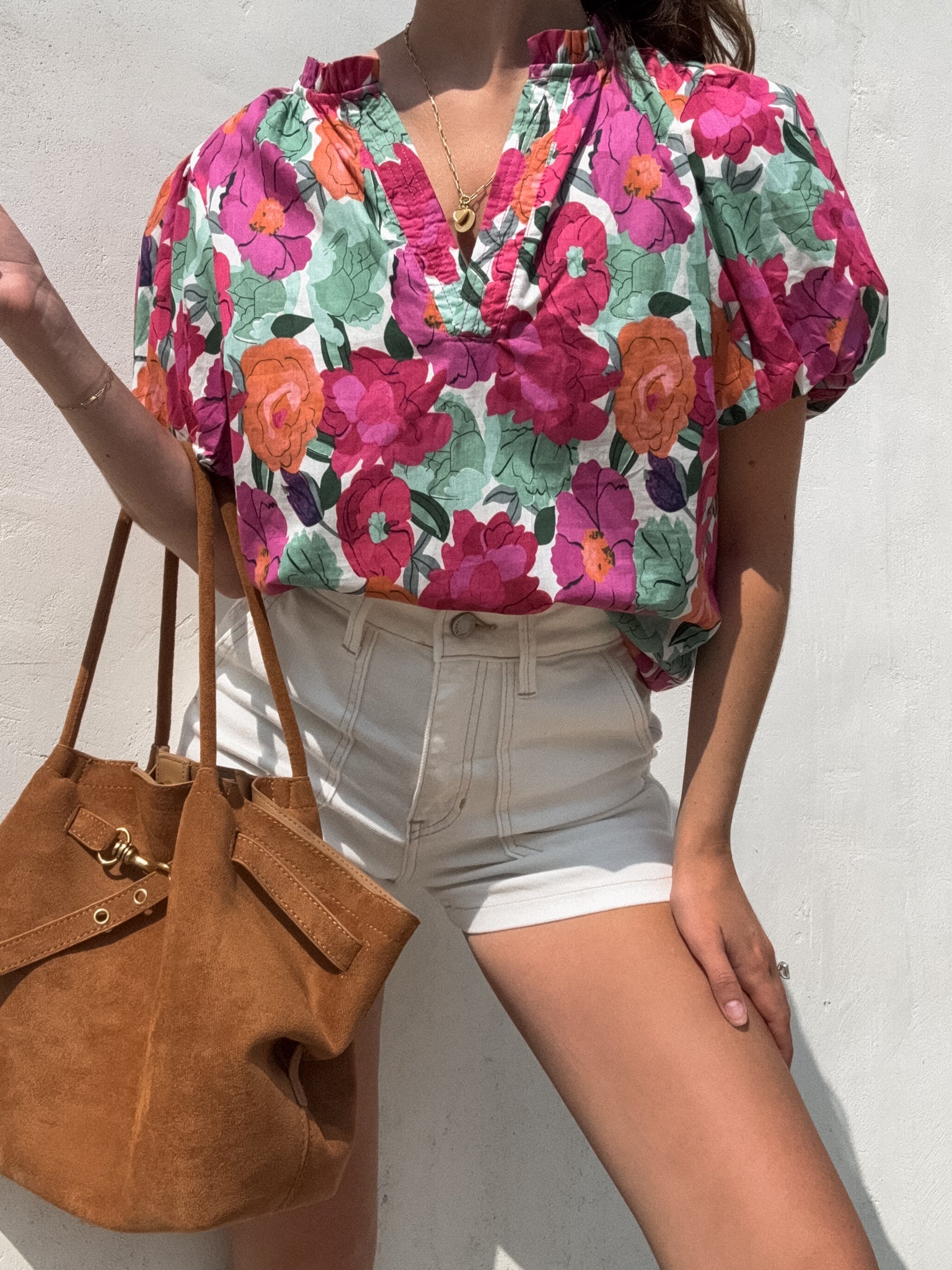 Raspberry Floral Top - Final Sale