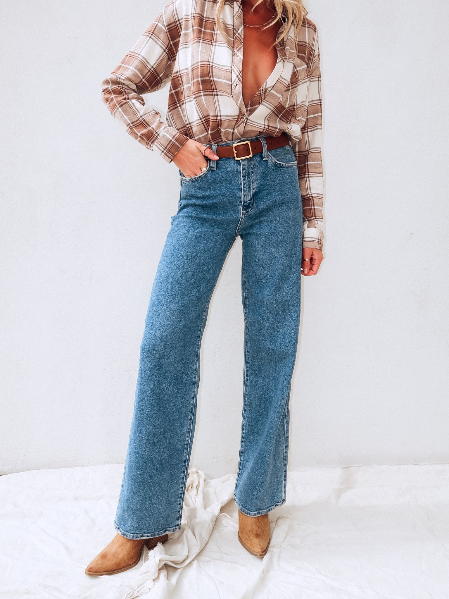 Far Out Wide Leg Jeans in Medium - Final Sale