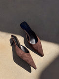 Wynonna Suede Kitten Heel in Dark cacao