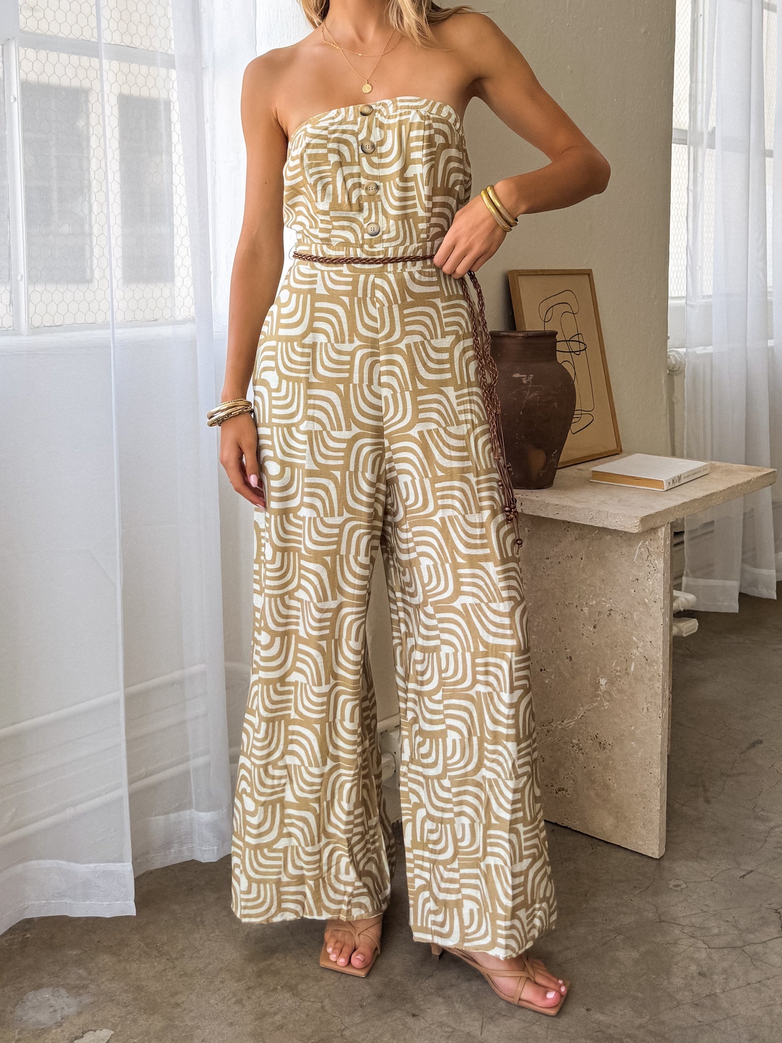 Take Me Away Jumpsuit in Khaki - Final Sale