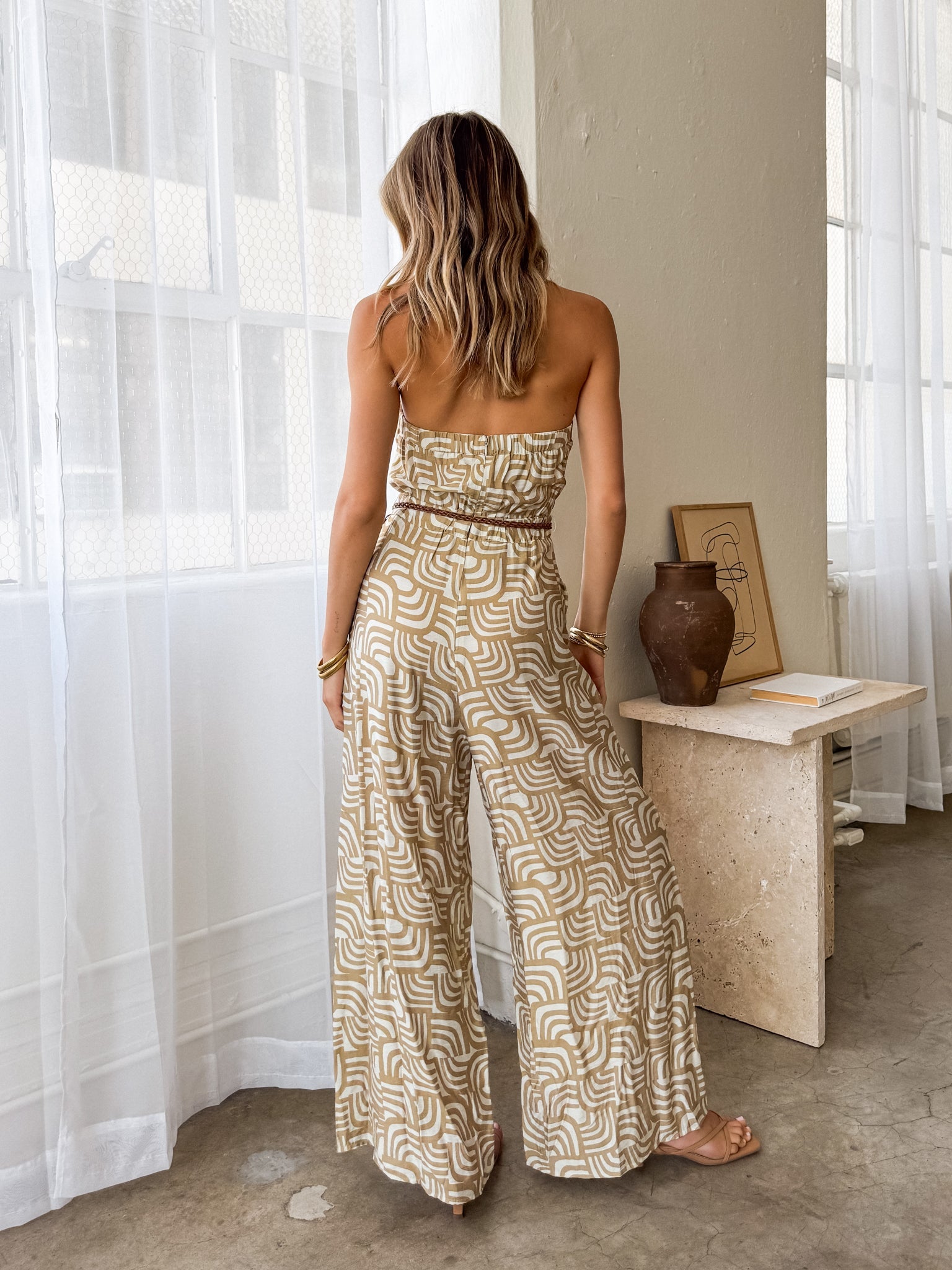Take Me Away Jumpsuit in Khaki - Final Sale