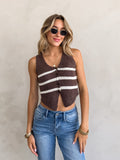 Josie Stripe Knit Vest in Brown