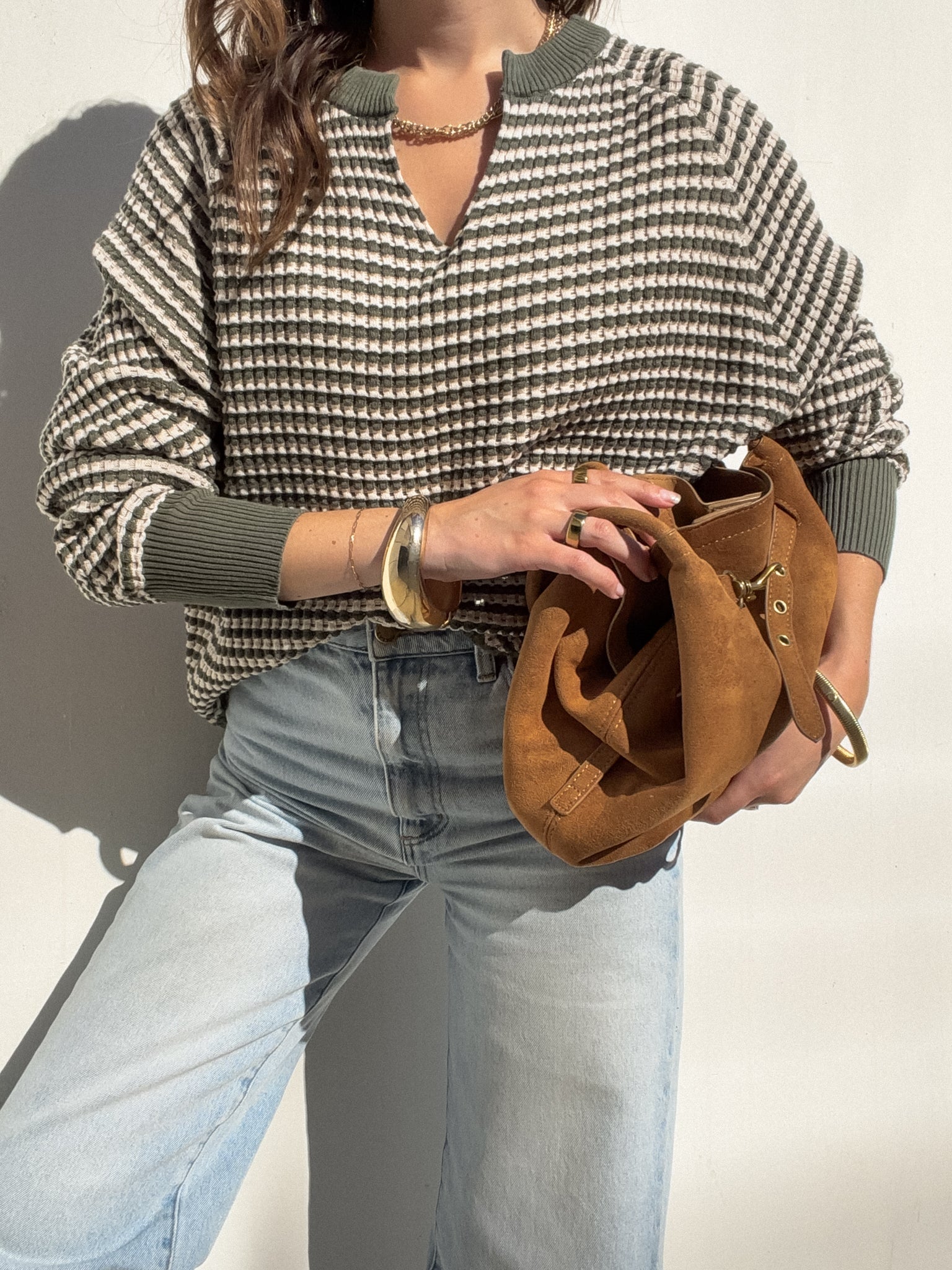 On the Line Stripe Top in Hunter