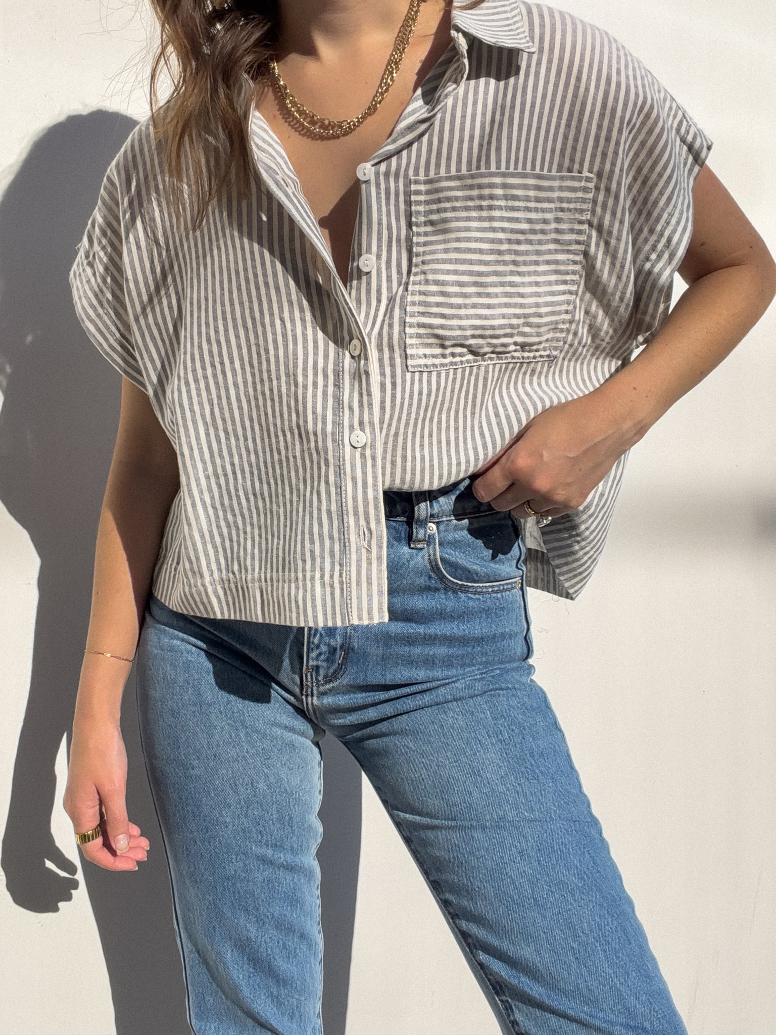Frankie Stripe Top in Navy