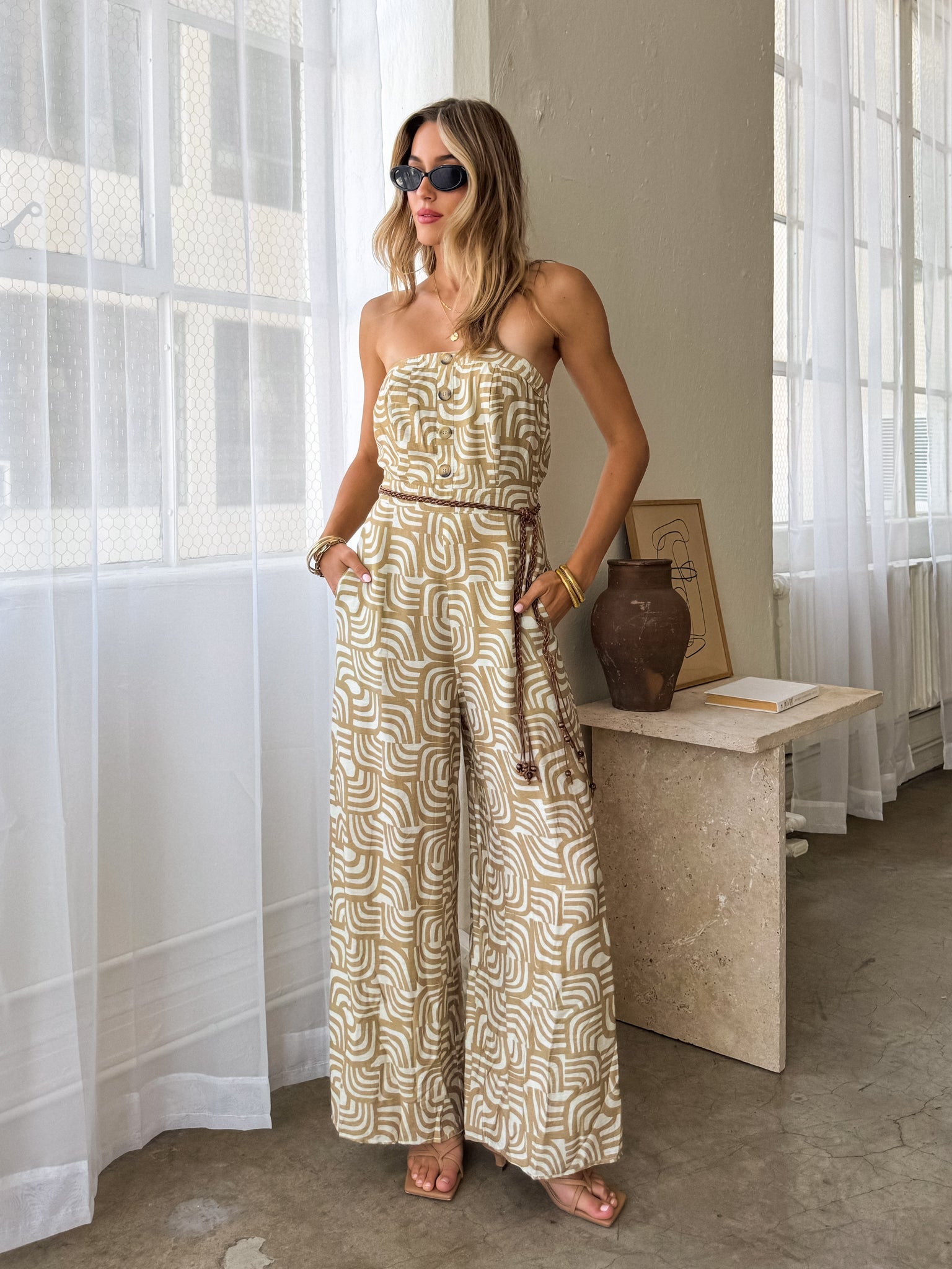 Take Me Away Jumpsuit in Khaki - Final Sale