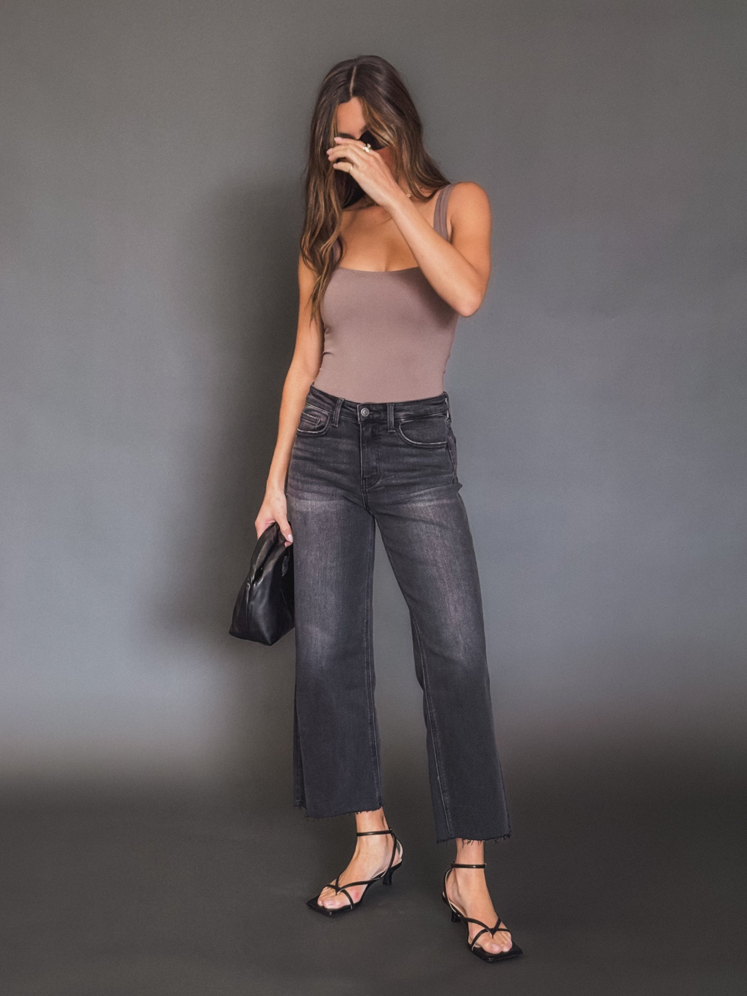 Strangers Cropped Wide Leg Jeans