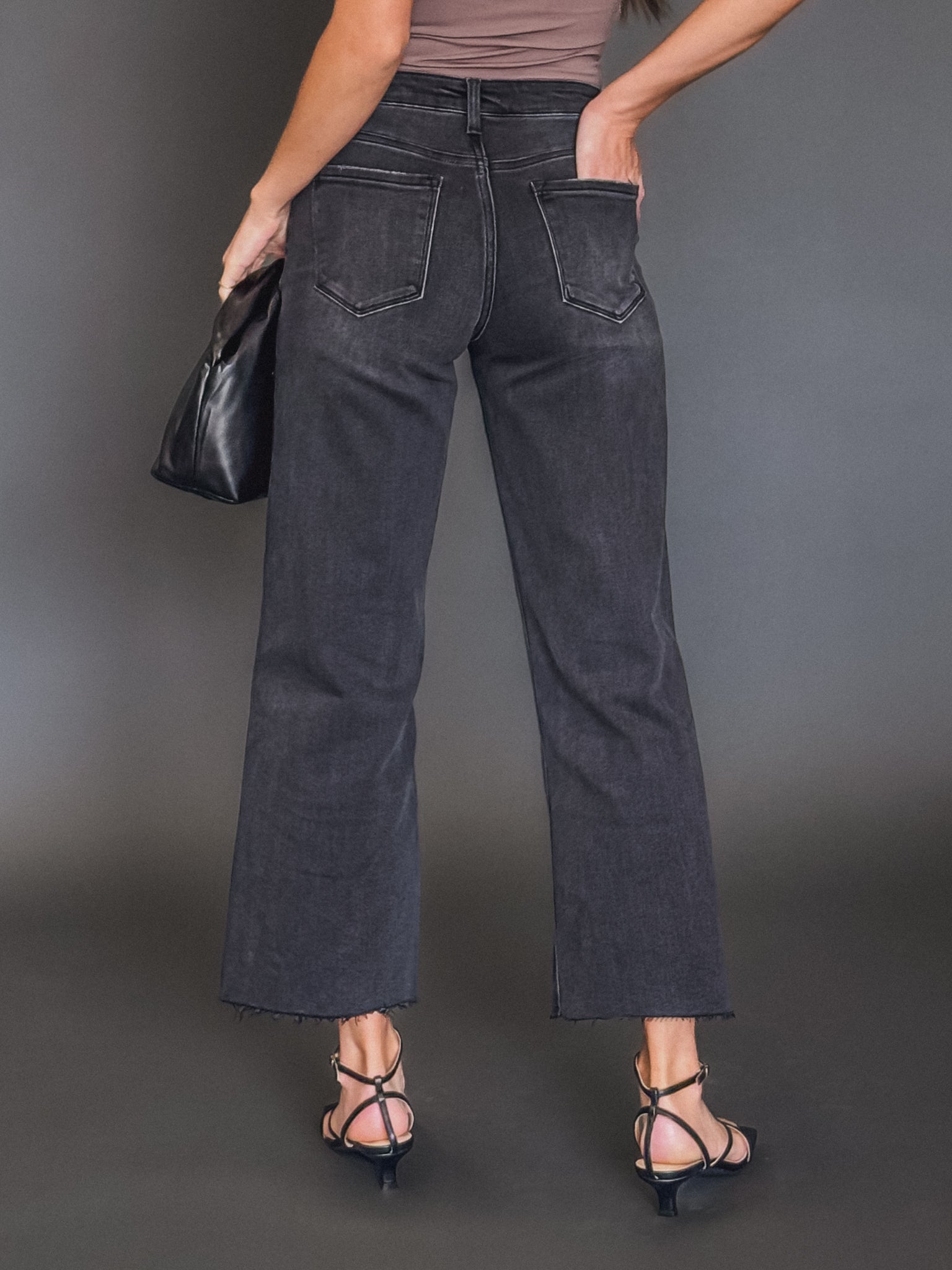 Strangers Cropped Wide Leg Jeans