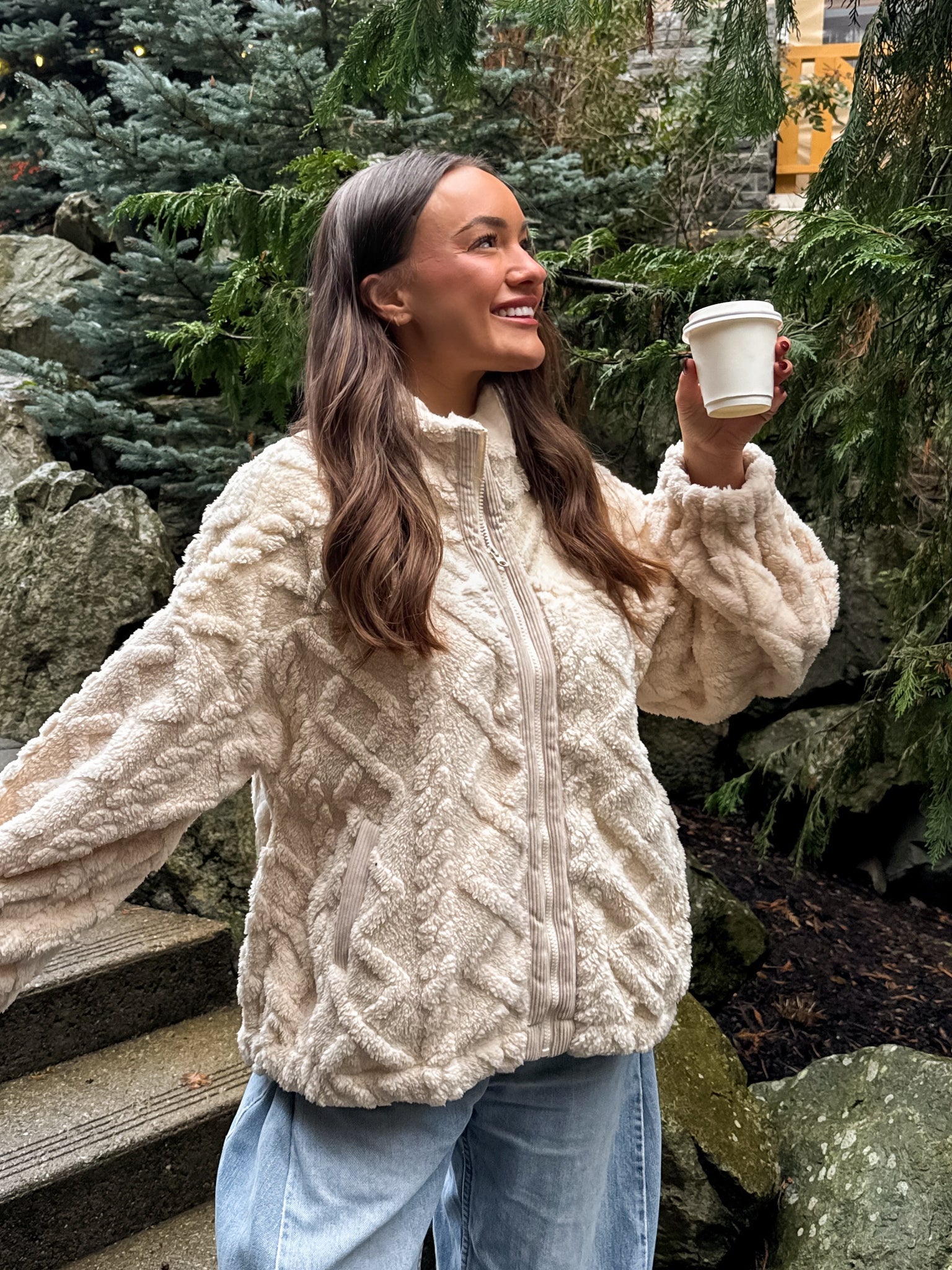Marshmellow Cable Fleece Jacket